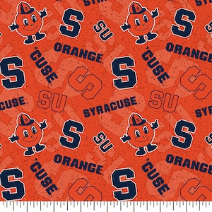 NCAA SYRACUSE ORANGE Watermark Print Football 100% cotton fabric material you choose length licensed Quilts