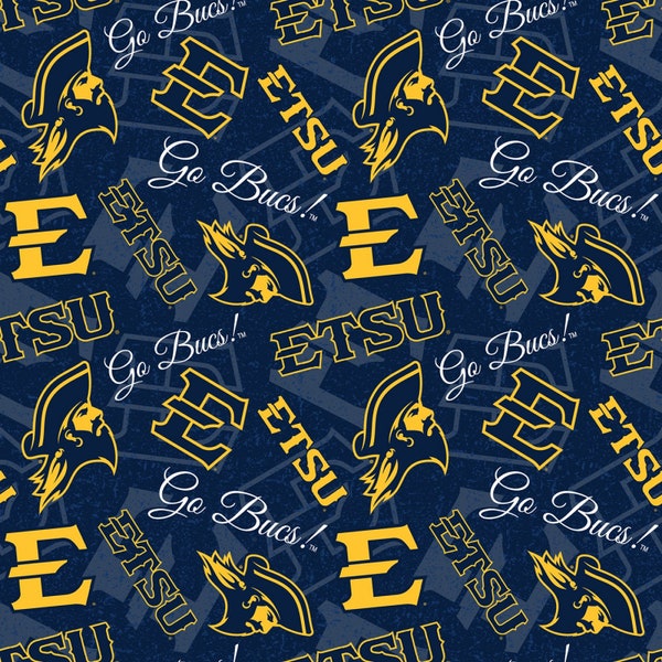 Ncaa EAST TENNESSEE STATE BUCCANEERs Watermark Print 100% cotton fabric material you choose length licensed Quilts