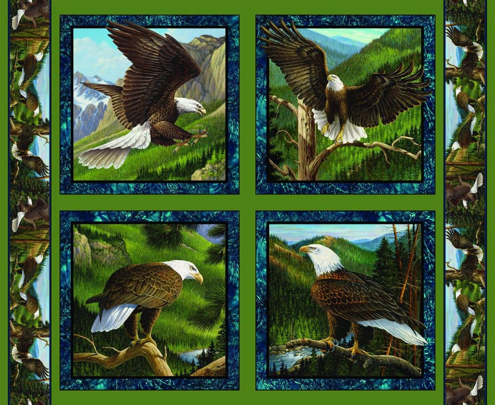 Eagle Mountains Panel Quilt ePattern, 5068-1e, digital pattern, eagle panel  quilt pattern, man quilt, Hoffman Call of the Wild Eagles