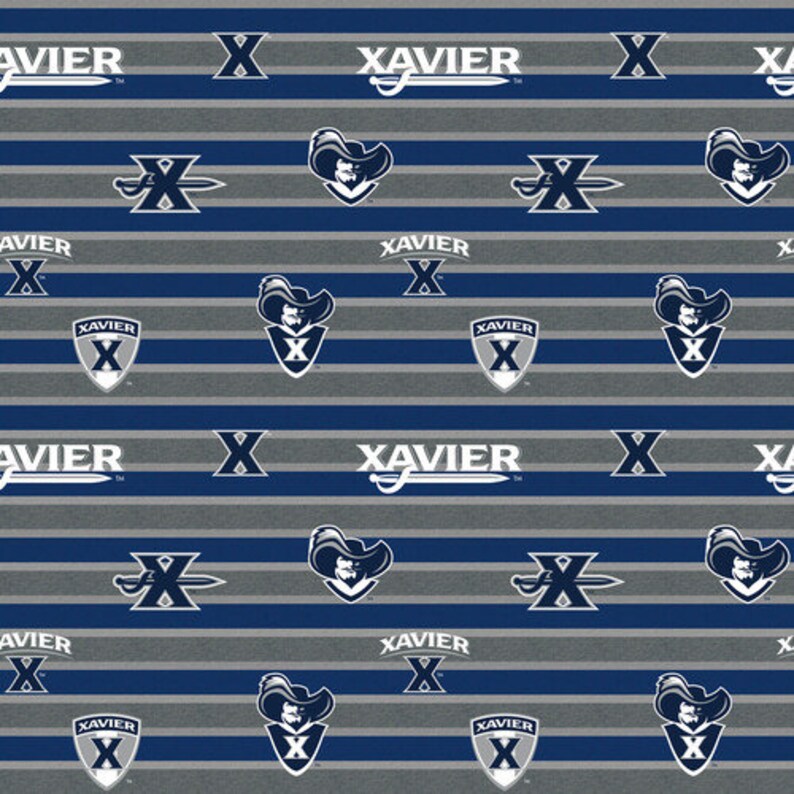 NCAA XAVIER UNIVERSITY Musketeers Striped Print 100% Cotton | Etsy