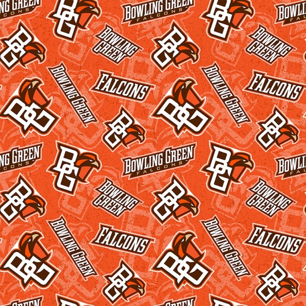 NCAA BOWLING GREEN FALCONs Watermark Print 100% cotton fabric material you choose length licensed Quilts