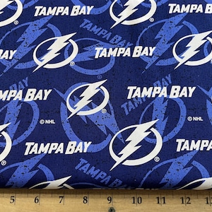 NHL Tampa Bay LIGHTNING Hockey Watermark Print 100% cotton fabric material choose amount licensed for Crafts, Quilts, clothing, Home Decor