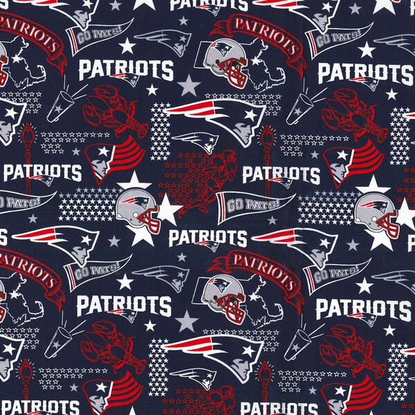 NFL New England PATRIOTS Foxborough Print Football 100% cotton fabric licensed material Crafts, Quilts, Home Decor