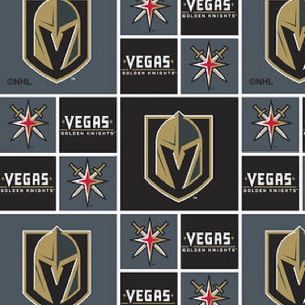 New licensed NHL Las Vegas GOLDEN KNIGHTS Patchwork Hockey 100% cotton fabric material you choose length  Crafts, Quilts, clothing, Decor