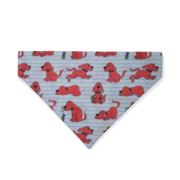 CLIFFORD red dog Allover Print Over Collar Dog Bandana, Available in multiple sizes, With or Without collar included! Free Shipping!