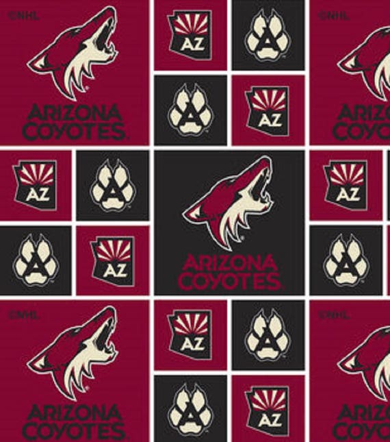 ARIZONA COYOTES NHL HOCKEY 100/% COTTON FABRIC MATERIAL CRAFT BY THE 1//2 YARD