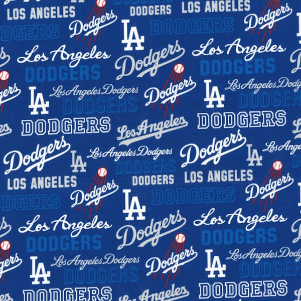 MLB LOS ANGELES DODGERs Throwback Logos Print Baseball 100% cotton fabric licensed material Crafts, Quilts, Home Decor