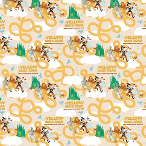 New WIZARD OF OZ Yellow Brick Print 100% cotton fabric material for Crafts, Quilts, clothing and Home Decor Licensed