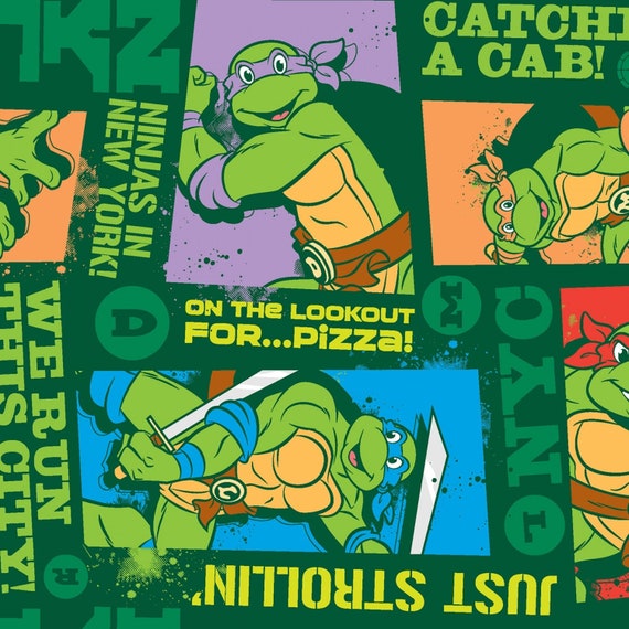 TMNT NINJA TURTLES Run This City Phrases Print 100% Cotton Fabric Material  for Crafts, Quilts, Clothing and Home Decor Licensed - Etsy Norway