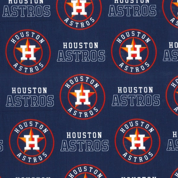 MLB HOUSTON ASTROS Allover Blue Print 100% cotton fabric material  licensed Crafts, Quilts, Home Decor