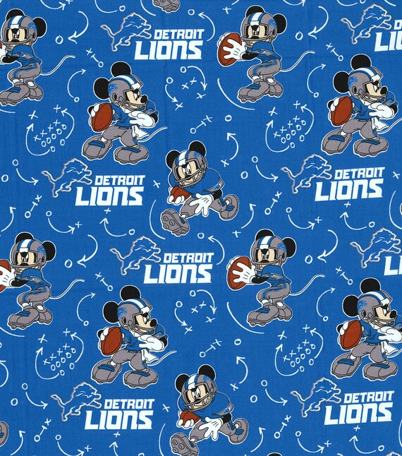 Nfl Detroit Lions Mickey Mouse Print Football 100 Cotton Etsy