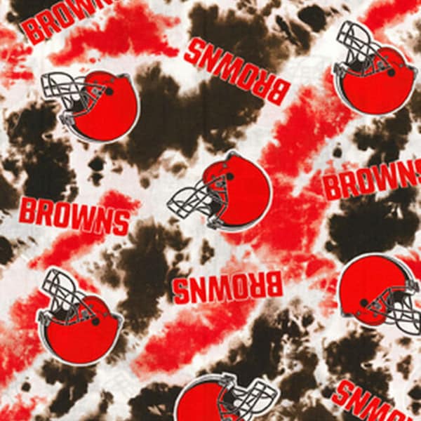 NFL CLEVELAND BROWNS Tie Dye Print Football 100% cotton fabric licensed material Crafts, Quilts, Home Decor