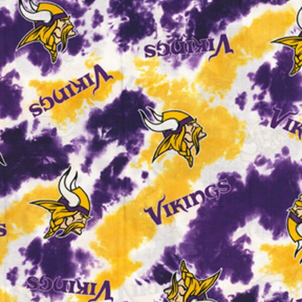 NFL MINNESOTA VIKINGS Tie Dye Print Football 100% cotton fabric licensed material Crafts, Quilts, Home Decor