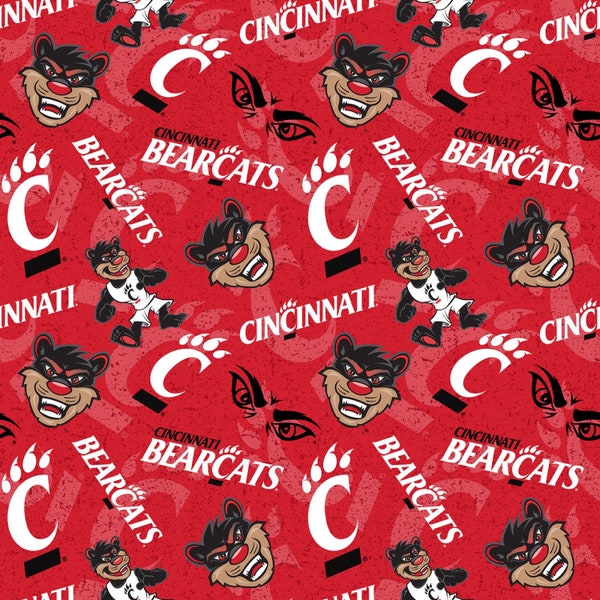 NCAA CINCINNATI BEARCATS Watermark Print Football 100% cotton fabric material you choose length licensed Quilts, Crafts & More