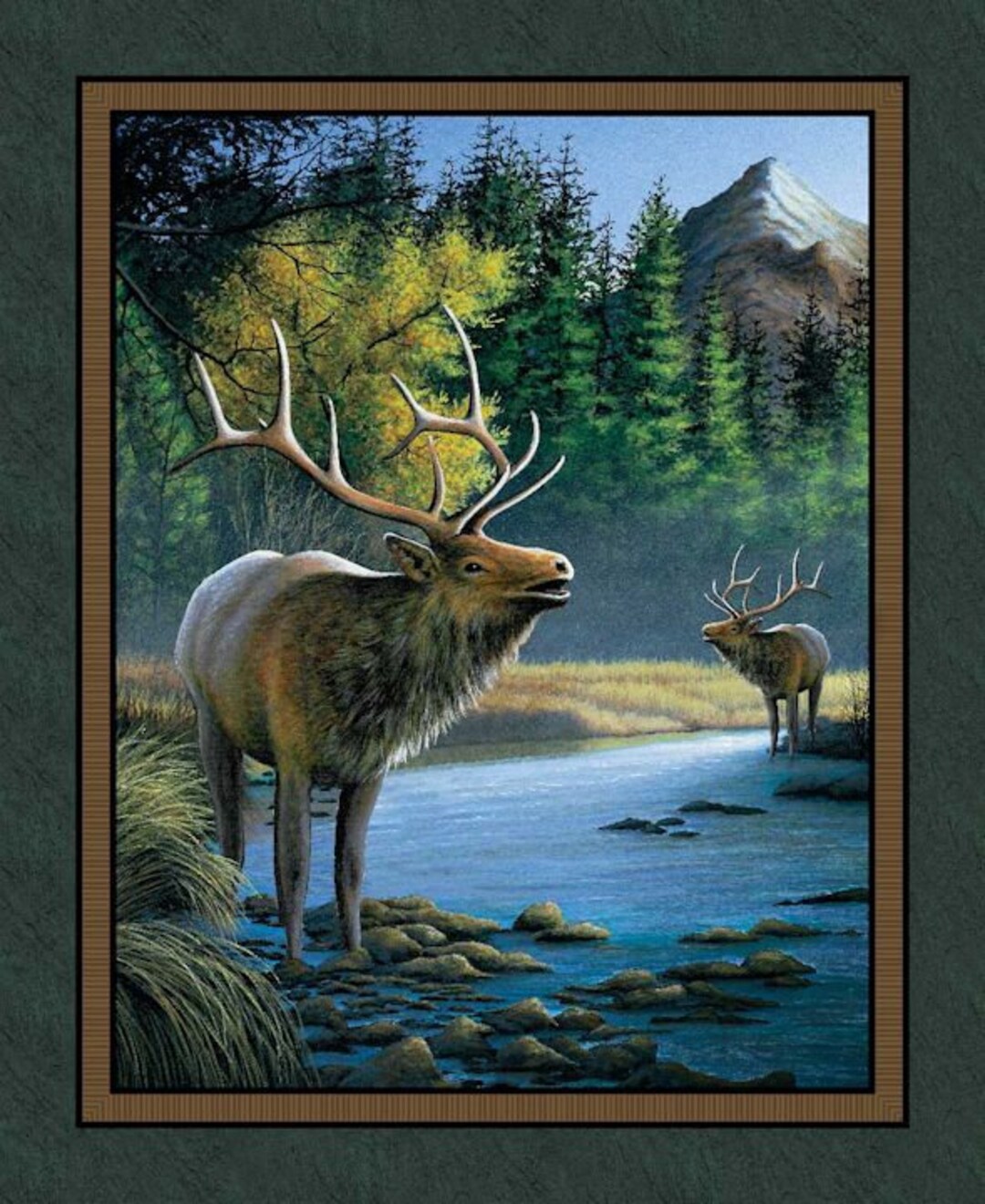 New Large ELK By Stream Buck Antlers 100 Cotton Panel For Etsy new-large-elk-by-stream-buck-antlers-100-cotton-panel-for-etsy