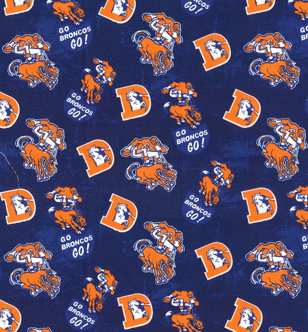 NFL DENVER BRONCOS Throwback Print Football 100 Cotton Fabric Etsy UK