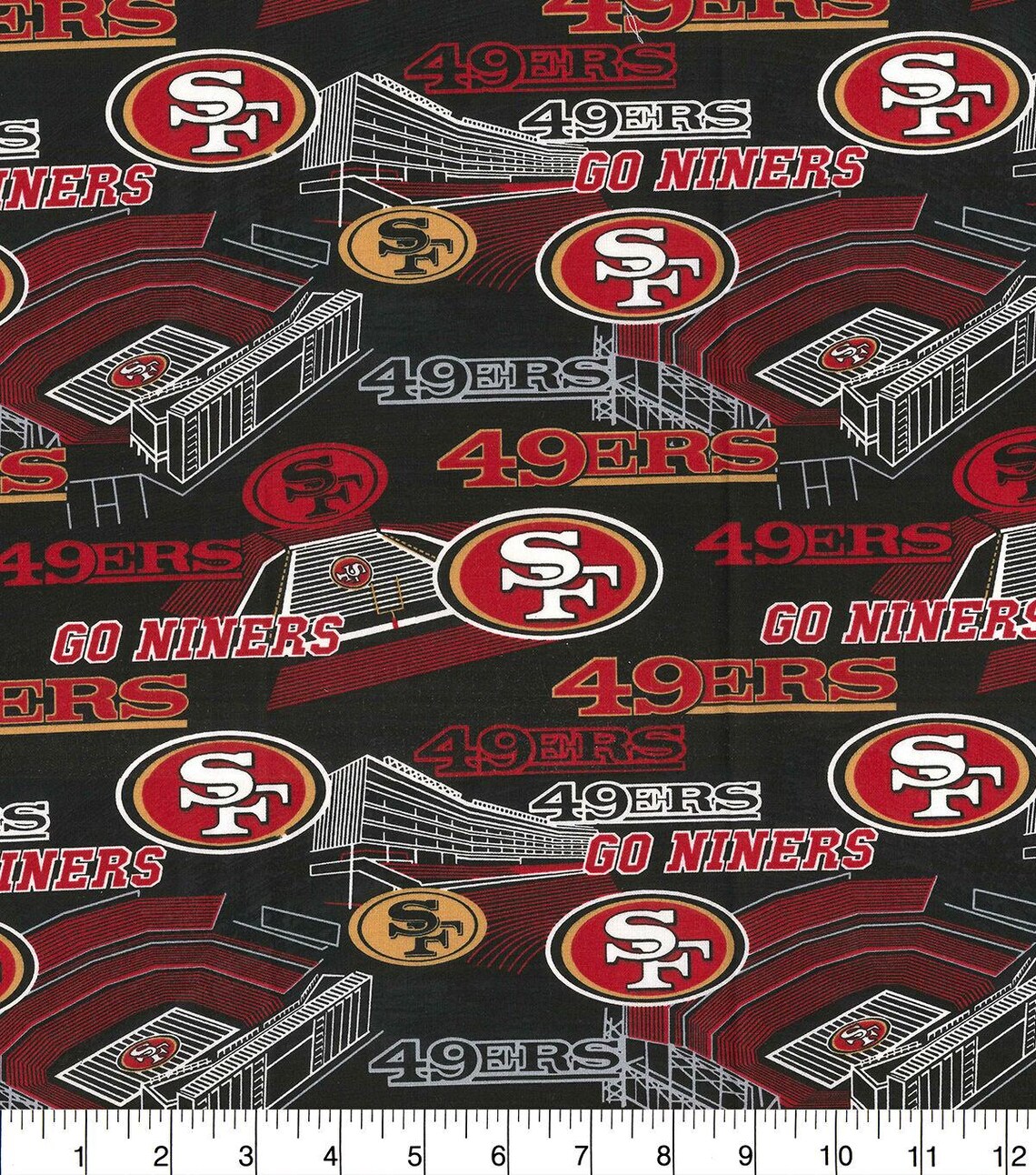 NFL SAN FRANCISCO 49ERS Stadium Print Football 100% Cotton Fabric ...