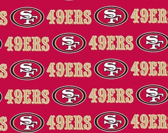 NFL SAN FRANCISCO 49ERS New Allover Red 100% cotton fabric material you choose length licensed Crafts, Quilts, Home Decor