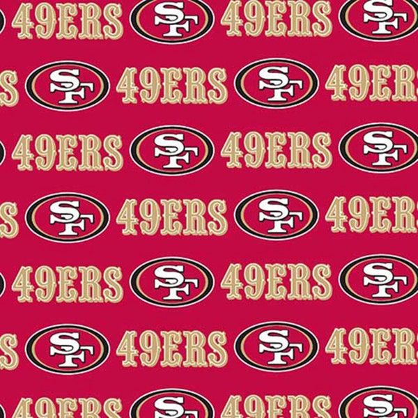 NFL SAN FRANCISCO 49ERS New Allover Red 100% cotton fabric material you choose length licensed Crafts, Quilts, Home Decor