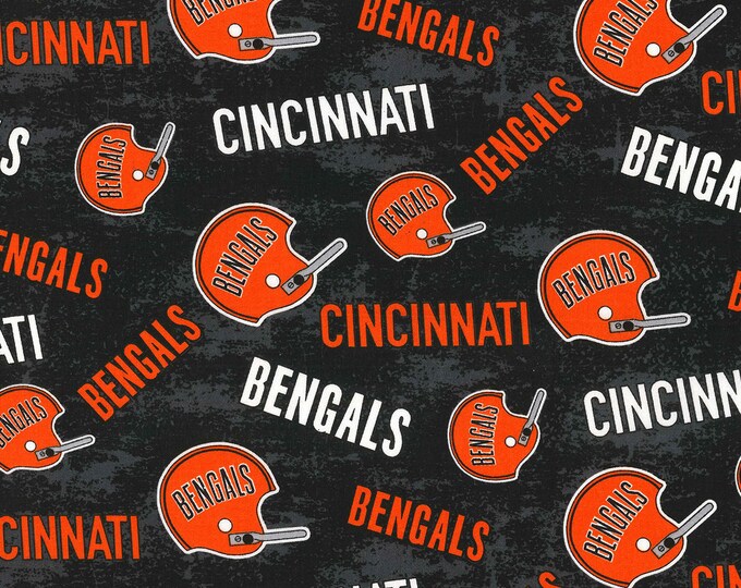 NFL CINCINNATI BENGALS Throwback Print Football 100 Cotton Fabric