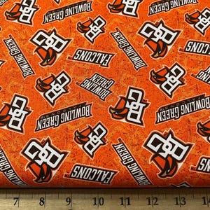 NCAA BOWLING GREEN FALCONs Watermark Print 100% cotton fabric material you choose length licensed Quilts