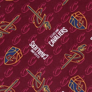 New NBA CLEVELAND CAVALIERS Allover Print 100% cotton fabric, you choose size, sports fan, decorative, gift, man cave, official fabric