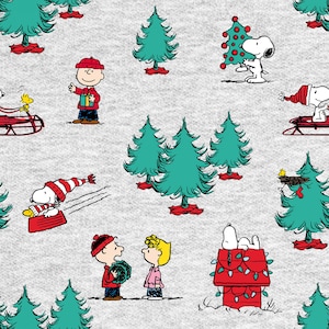 PEANUTS Allover Gray Christmas Print 100% cotton fabric material for Crafts, Quilts, clothing and Home Decor Licensed