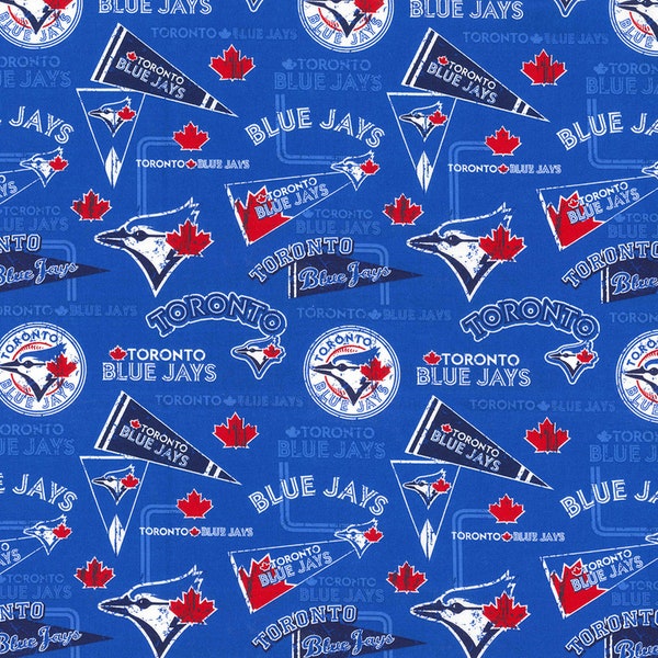 MLB TORONTO BLUE JAYs Vintage Retro Print Baseball 100% cotton fabric licensed material Crafts, Quilts, Home Decor