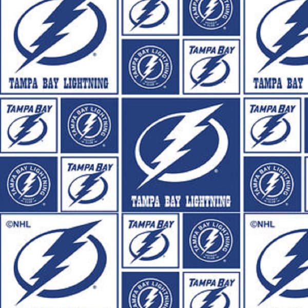 NHL Tampa Bay LIGHTNING Hockey 100% cotton fabric material you choose length licensed for Crafts, Quilts, clothing and Home Decor