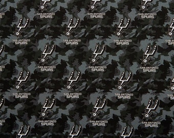 New NBA SAN ANTONIO SPURs Camo Print 100% cotton fabric, you choose size, sports fan, decorative, gift, man cave, official fabric