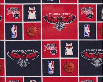 New NBA ATLANTA HAWKS Patchwork Print 100% cotton fabric, you choose size, sports fan, decorative, gift, man cave, official fabric