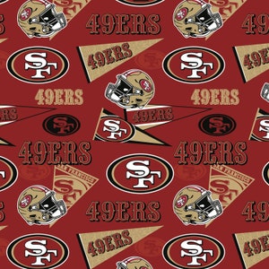 NFL SAN FRANCISCO 49ERS Vintage #3 Retro Print Football 100% cotton fabric licensed material Crafts, Quilts, Home Decor