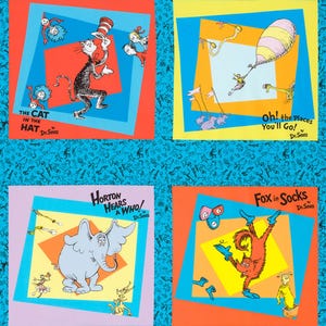 New DR. SEUSS Cat in the Hat HORTON Celebration on this 100% Cotton Panels - Panels for quilts, crafts, wall hanging