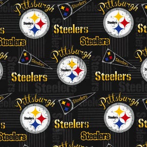 NFL PITTSBURGH STEELERS Vintage Retro Print Football 100% cotton fabric licensed material Crafts, Quilts, Home Decor image 2