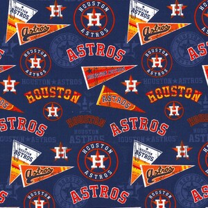 MLB HOUSTON ASTROS Vintage #2 Pennants Print Baseball 100% cotton fabric licensed material Crafts, Quilts, Home Decor