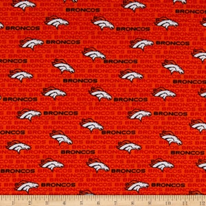 NFL DENVER BRONCOS Mini Print Football 100% cotton fabric licensed material Crafts, Quilts, Home Decor