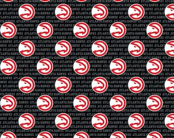 New NBA ATLANTA HAWKS Mini Print 100% cotton fabric, you choose size, sports fan, decorative, gift, man cave, official fabric