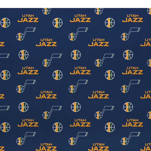 New NBA UTAH JAZZ Allover Print #2 100% cotton fabric, you choose size, sports fan, decorative, gift, man cave, official fabric