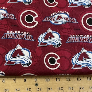 NHL COLORADO AVALANCHE Hockey 100% cotton Watermark Print fabric material choose amount licensed for Crafts, Quilts, clothing, Home Decor