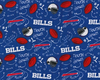 NFL BUFFALO BILLS Play Call Print Football 100% cotton fabric licensed material Crafts, Quilts, Home Decor