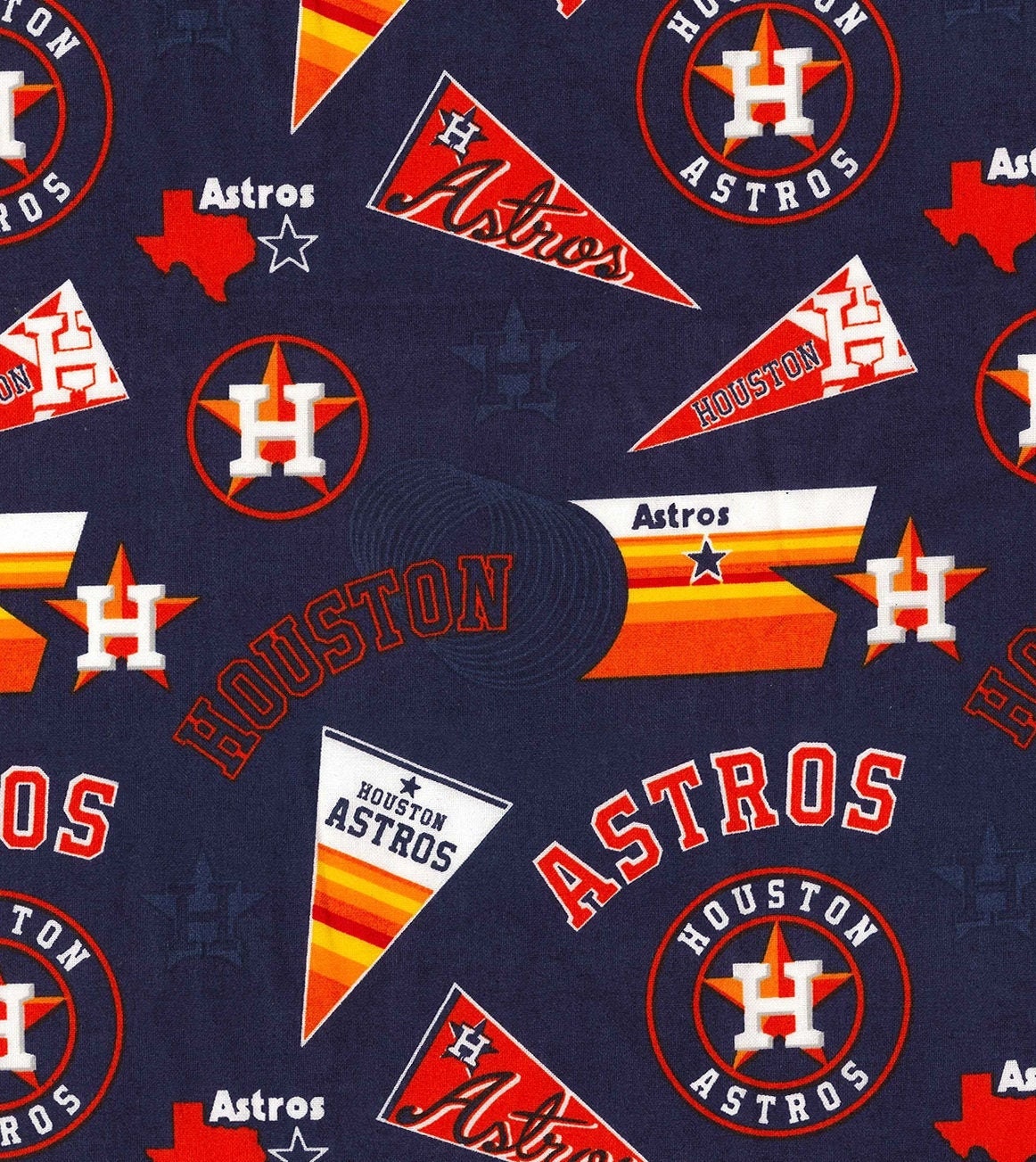 MLB HOUSTON ASTROS Vintage Print 1 Baseball 100% Cotton 