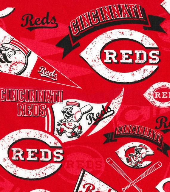 MLB CINCINNATI REDS Vintage Retro Print #1 Baseball 100% cotton fabric  licensed material Crafts, Quilts, Home Decor