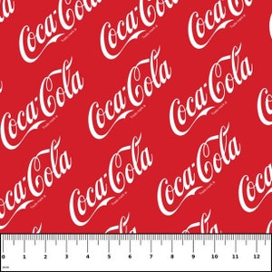 May include: Red background with a repeating pattern of the Coca-Cola logo in white.