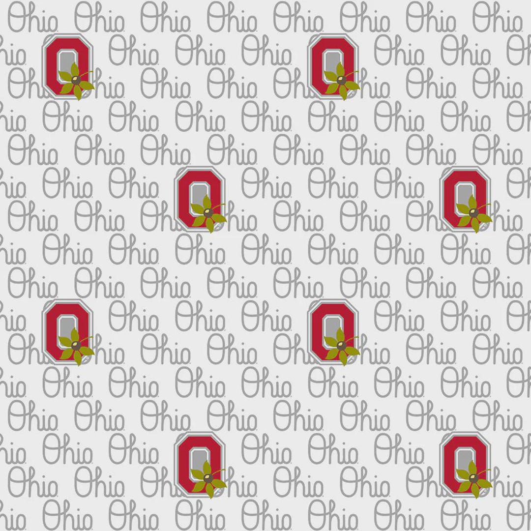 NCAA OHIO STATE Buckeyes White Block Letter Print 100% Cotton Fabric ...