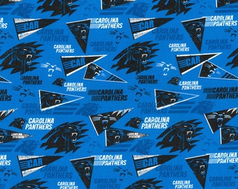NFL CAROLINA PANTHERS Vintage Retro Print Football 100% cotton fabric licensed material Crafts, Quilts, Home Decor
