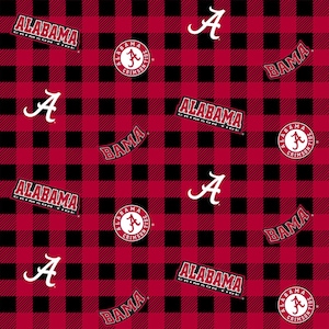 Ncaa ALABAMA CRIMSON TIDE Mini Plaid 100% cotton fabric material You choose length, licensed for Crafts and Home Decor