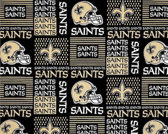 NFL New Orleans SAINTS Patchwork Football 100% cotton fabric material you choose length licensed Crafts, Quilts, Home Decor