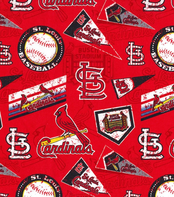 MLB St LOUIS CARDINALS Vintage Retro Print Baseball 100% cotton fabric licensed material Crafts, Quilts, Home Decor
