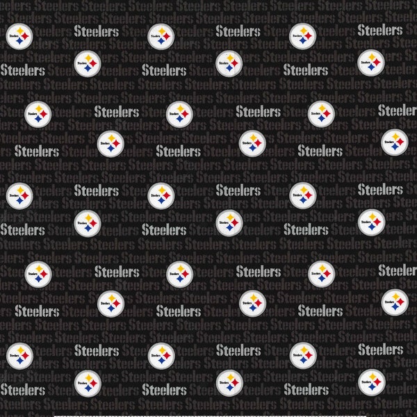 NFL PITTSBURGH STEELERS Mini Print Football 100% cotton fabric licensed material Crafts, Quilts, Home Decor