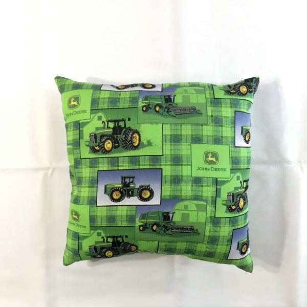 NEW JOHN DEERE Tractor licensed Complete 15"x 15" Cotton Pillow. Fabric Crafts, collectors gift, Home Decor - 5 Styles